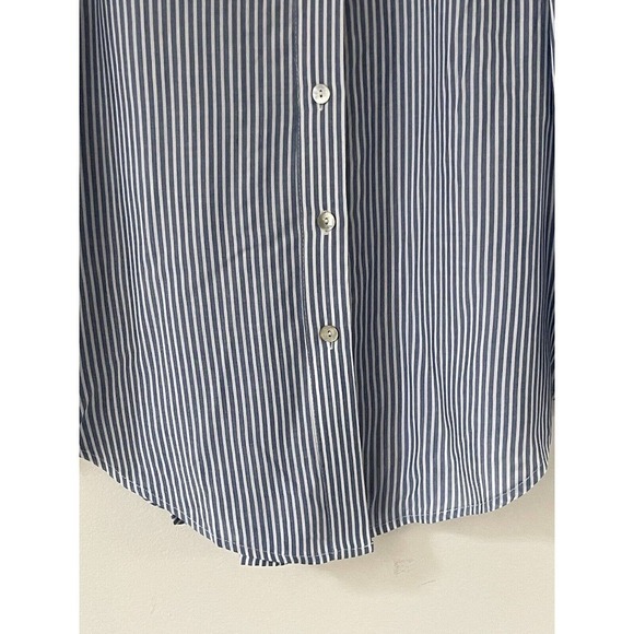 Attitudes by Renee Womens Striped Sz 2 Viscose Button Front Top White Blue - Picture 4 of 9